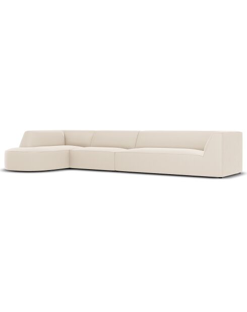 Canapé D'Angle Gauche Velours Charles 5 Places beige - 366x180x69 cm