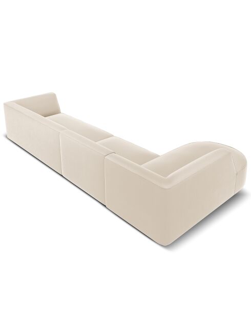 Canapé D'Angle Gauche Velours Charles 5 Places beige - 366x180x69 cm