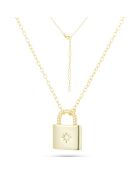 Geelvergulde zilveren en witte zirkonia ketting