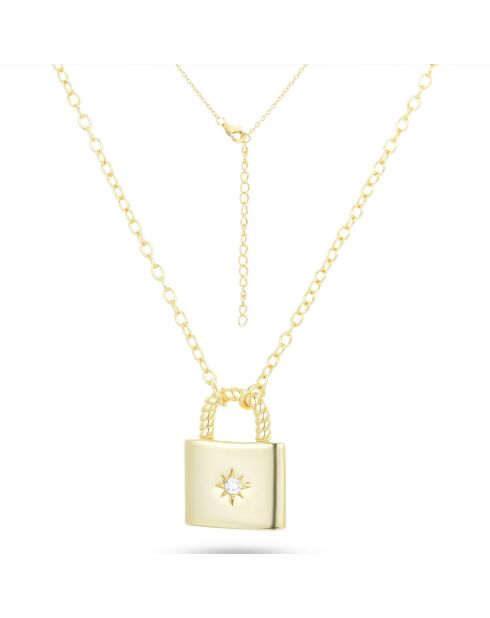 Geelvergulde zilveren en witte zirkonia ketting