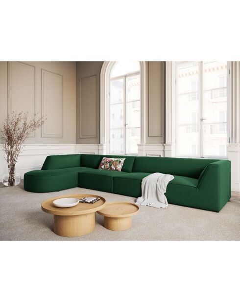 Canapé D'Angle Gauche Velours Charles 5 Places vert - 366x180x69 cm