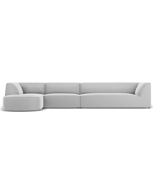 Canapé D'Angle Gauche Velours Charles 5 Places gris clair - 366x180x69 cm