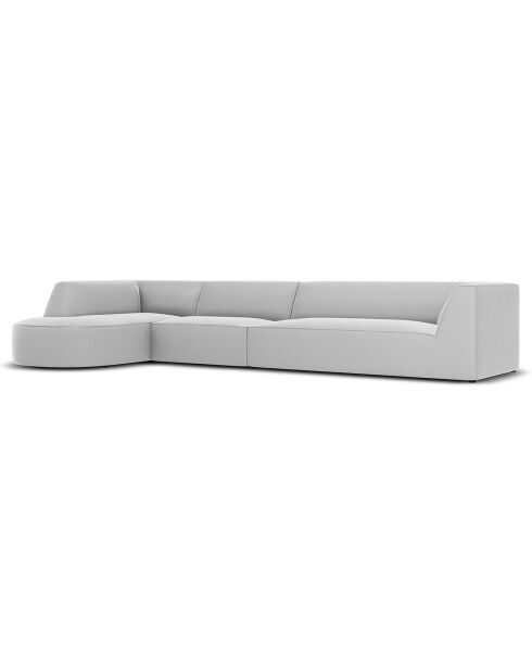Canapé D'Angle Gauche Velours Charles 5 Places gris clair - 366x180x69 cm