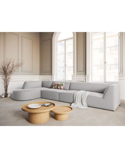 Canapé D'Angle Gauche Velours Charles 5 Places gris clair - 366x180x69 cm
