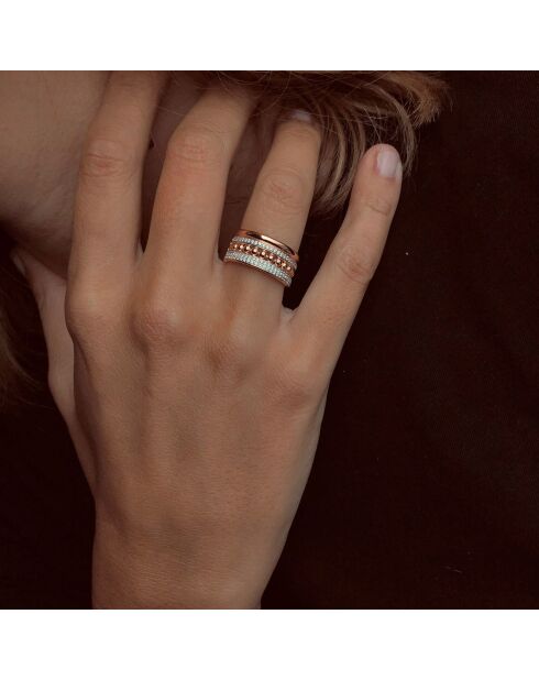 Rosévergulde zilveren en witte zirkonia ring