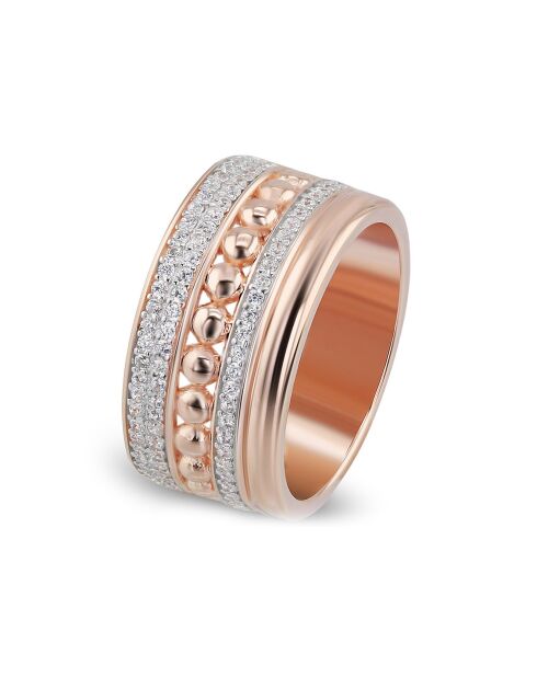 Rosévergulde zilveren en witte zirkonia ring
