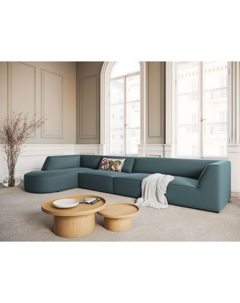 Charles Velvet linkerhoekbank 5-zits blauw - 366x180x69 cm