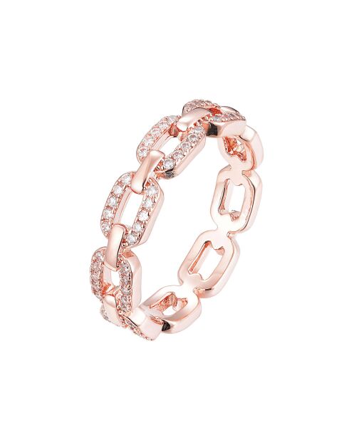 Rosévergulde zilveren en witte zirkonia ring
