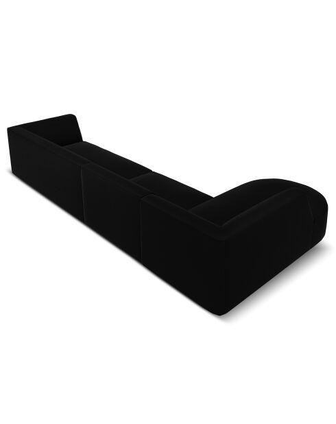 Canapé D'Angle Gauche Velours Charles 5 Places noir - 366x180x69 cm