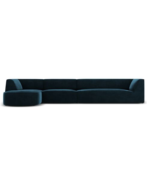 Canapé D'Angle Gauche Velours Charles 5 Places pétrole profond - 366x180x69 cm