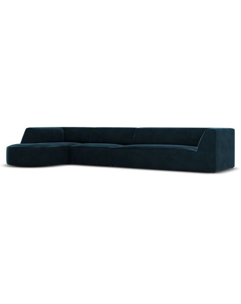 Canapé D'Angle Gauche Velours Charles 5 Places pétrole profond - 366x180x69 cm