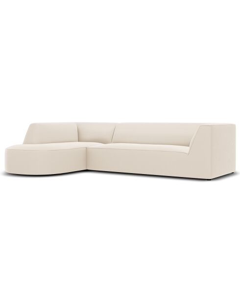 Canapé D'Angle Gauche Velours Charles 4 Places beige - 273x180x69 cm
