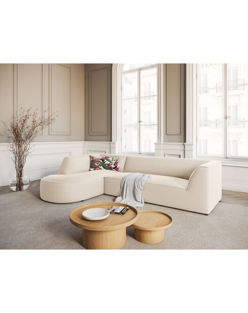 Canapé D'Angle Gauche Velours Charles 4 Places beige - 273x180x69 cm