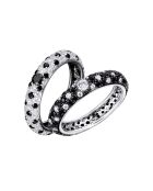 2 gerhodineerde zilveren ringen en wit/zwarte zirkonia