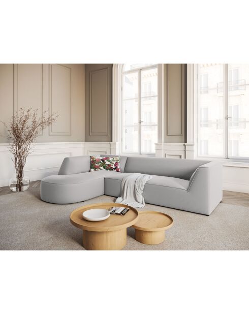Canapé D'Angle Gauche Velours Charles 4 Places gris clair - 273x180x69 cm