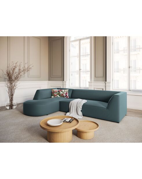 Canapé D'Angle Gauche Velours Charles 4 Places bleu - 273x180x69 cm