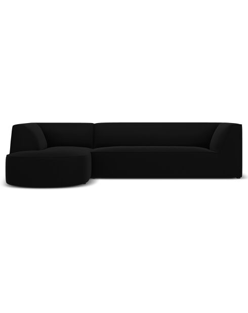 Canapé D'Angle Gauche Velours Charles 4 Places noir - 273x180x69 cm