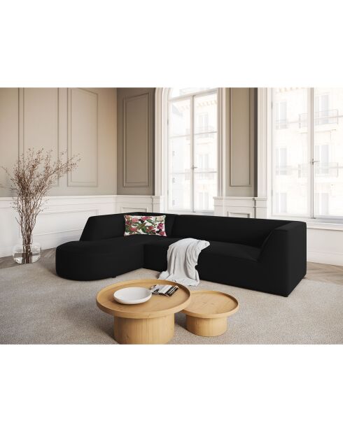 Canapé D'Angle Gauche Velours Charles 4 Places noir - 273x180x69 cm