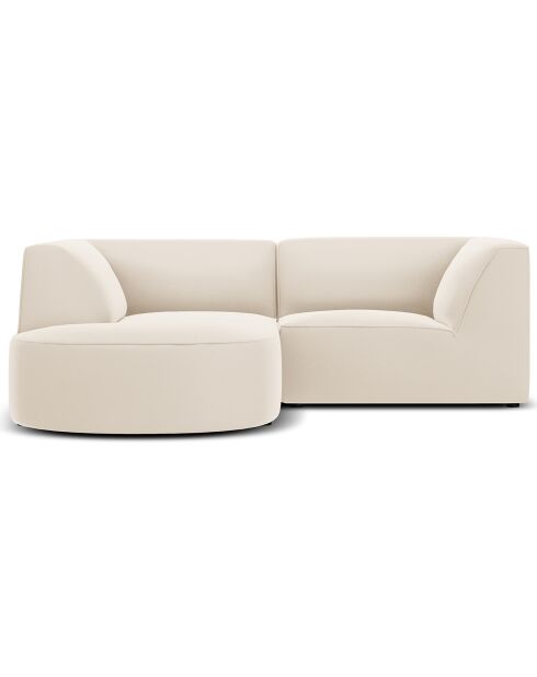 Canapé D'Angle Gauche Velours Charles 3 Places beige - 186x180x69 cm