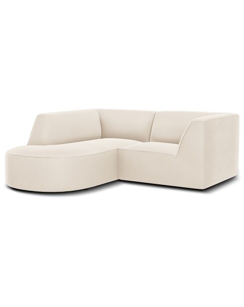 Canapé D'Angle Gauche Velours Charles 3 Places beige - 186x180x69 cm