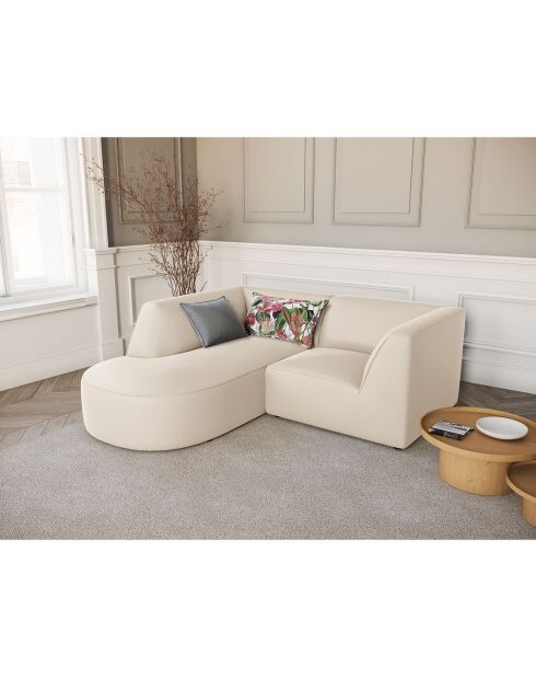 Canapé d'angle Gauche Velours Charles 3 Places beige - 186x180x69 cm