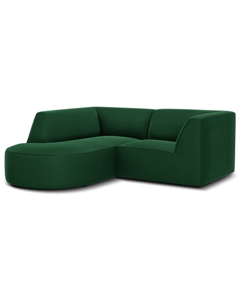 Canapé D'Angle Gauche Velours Charles 3 Places vert- 186x180x69 cm