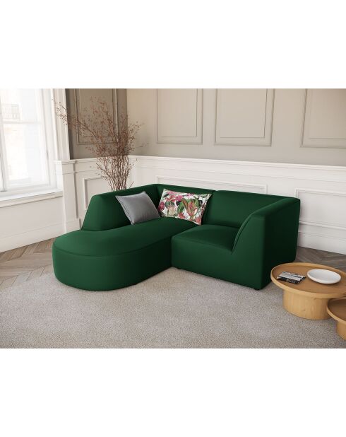 Canapé D'Angle Gauche Velours Charles 3 Places vert- 186x180x69 cm