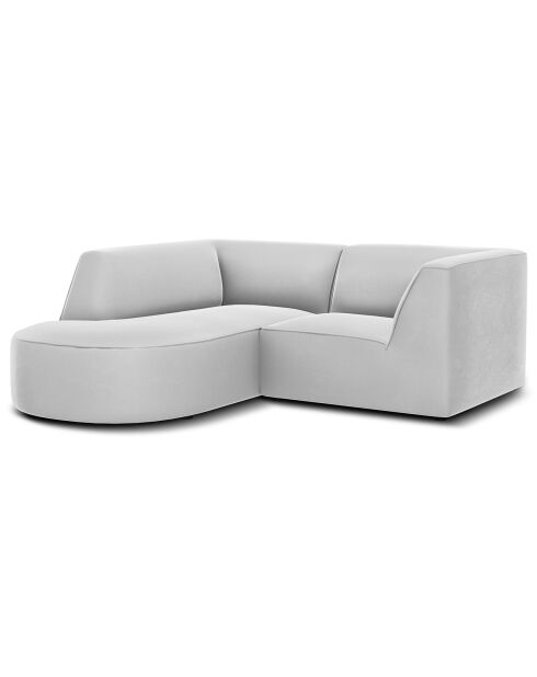 Canapé D'Angle Gauche Velours Charles 3 Places gris clair - 186x180x69 cm