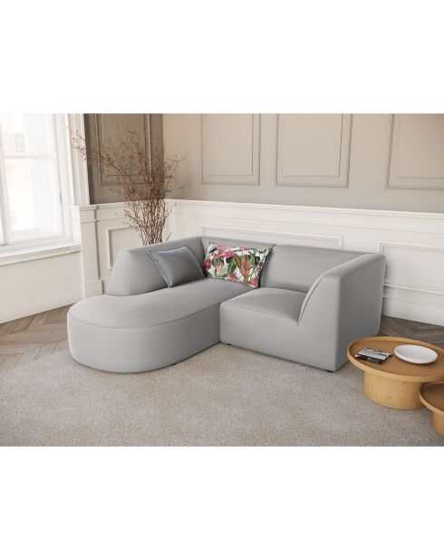 Charles Velvet Linkerhoekbank 3-zits lichtgrijs - 186x180x69 cm