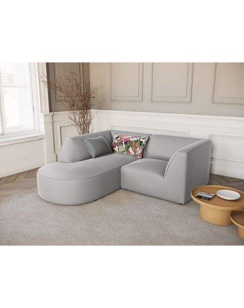 Canapé D'Angle Gauche Velours Charles 3 Places gris clair - 186x180x69 cm