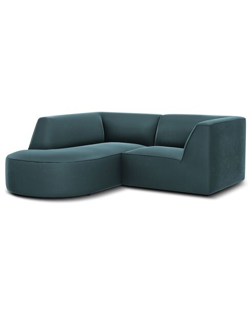 Canapé D'Angle Gauche Velours Charles 3 Places bleu - 186x180x69 cm