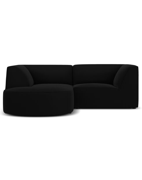 Canapé D'Angle Gauche Velours Charles 3 Places noir - 186x180x69 cm