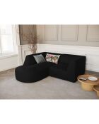 Canapé D'Angle Gauche Velours Charles 3 Places noir - 186x180x69 cm