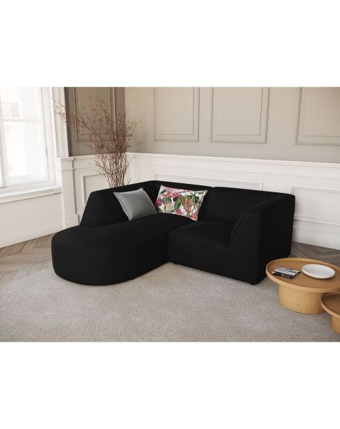 Charles Velvet Rechterhoekbank 3-zits zwart - 186x180x69 cm