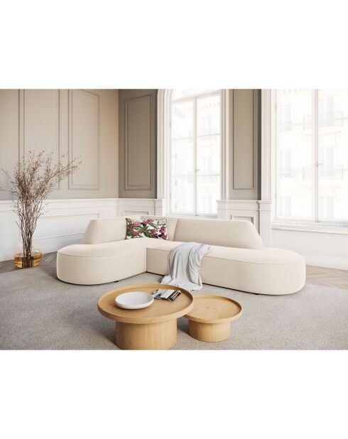 Canapé D'Angle Gauche Velours Charles 4 Places beige - 273x180x69 cm