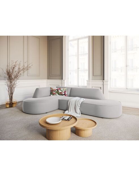 Canapé D'Angle Gauche Velours Charles 4 Places gris clair - 273x180x69 cm