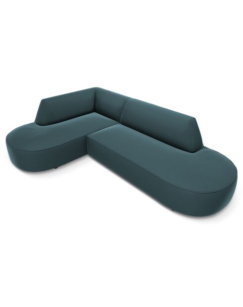 Canapé D'Angle Gauche Velours Charles 4 Places bleu - 273x180x69 cm