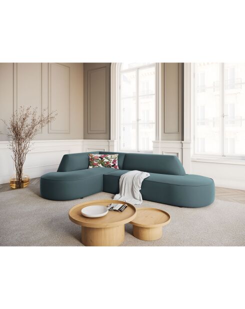 Canapé D'Angle Gauche Velours Charles 4 Places bleu - 273x180x69 cm