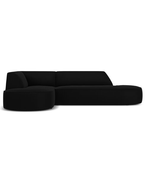 Canapé D'Angle Gauche Velours Charles 4 Places noir - 273x180x69 cm