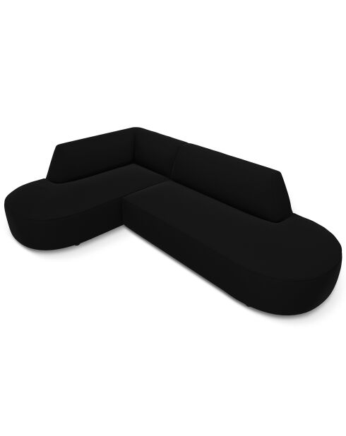 Canapé D'Angle Gauche Velours Charles 4 Places noir - 273x180x69 cm