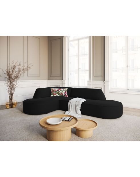 Canapé D'Angle Gauche Velours Charles 4 Places noir - 273x180x69 cm