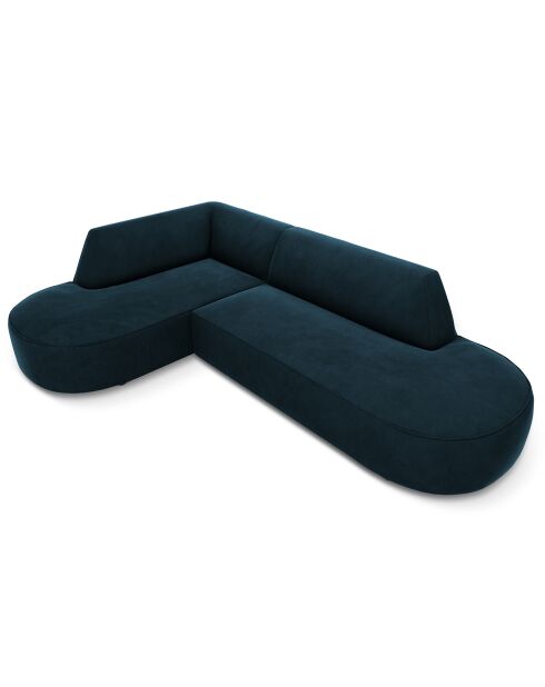 Canapé D'Angle Gauche Velours Charles 4 Places pétrole profond - 273x180x69 cm