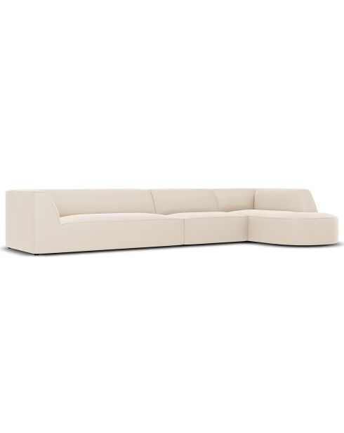 Charles Velvet 5-zitsbank, beige, rechter hoekbank, 366x180x69 cm