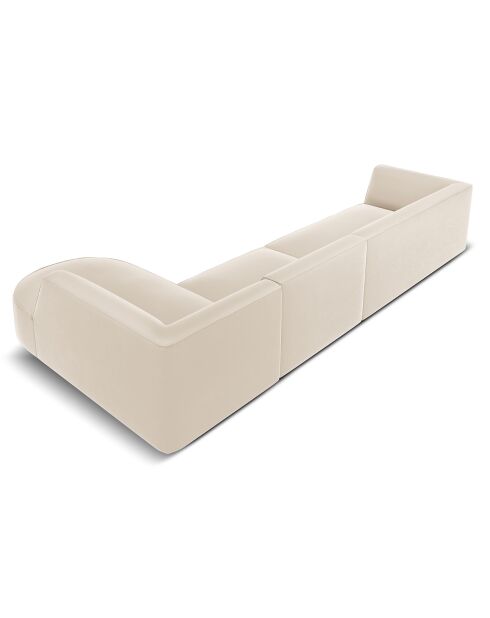 Charles Velvet 5-zitsbank, beige, rechter hoekbank, 366x180x69 cm
