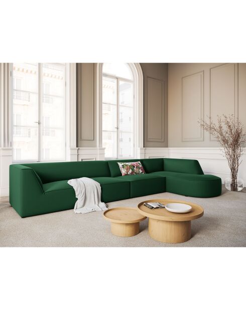 Canapé D'Angle Droit Velours Charles 5 Places vert - 366x180x69 cm