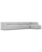 Canapé D'Angle Droit Velours Charles 5 Places gris clair - 366x180x69 cm