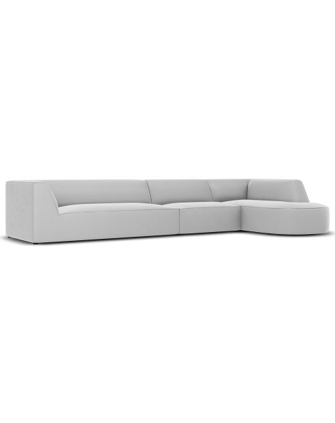 Canapé D'Angle Droit Velours Charles 5 Places gris clair - 366x180x69 cm