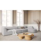 Canapé D'Angle Droit Velours Charles 5 Places gris clair - 366x180x69 cm