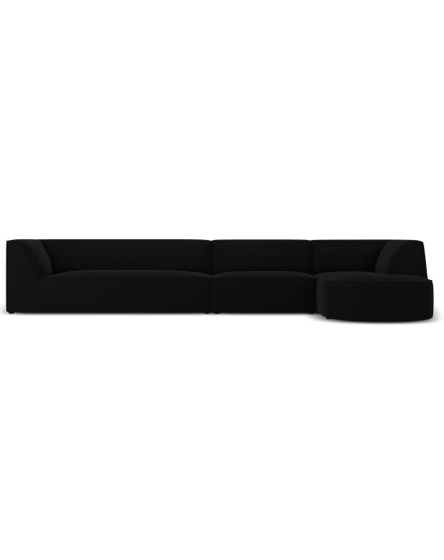 Canapé D'Angle Droit Velours Charles 5 Places noir - 366x180x69 cm