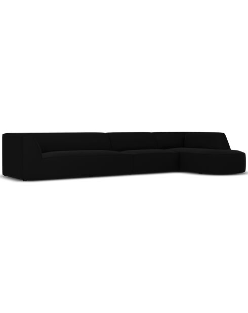 Canapé D'Angle Droit Velours Charles 5 Places noir - 366x180x69 cm